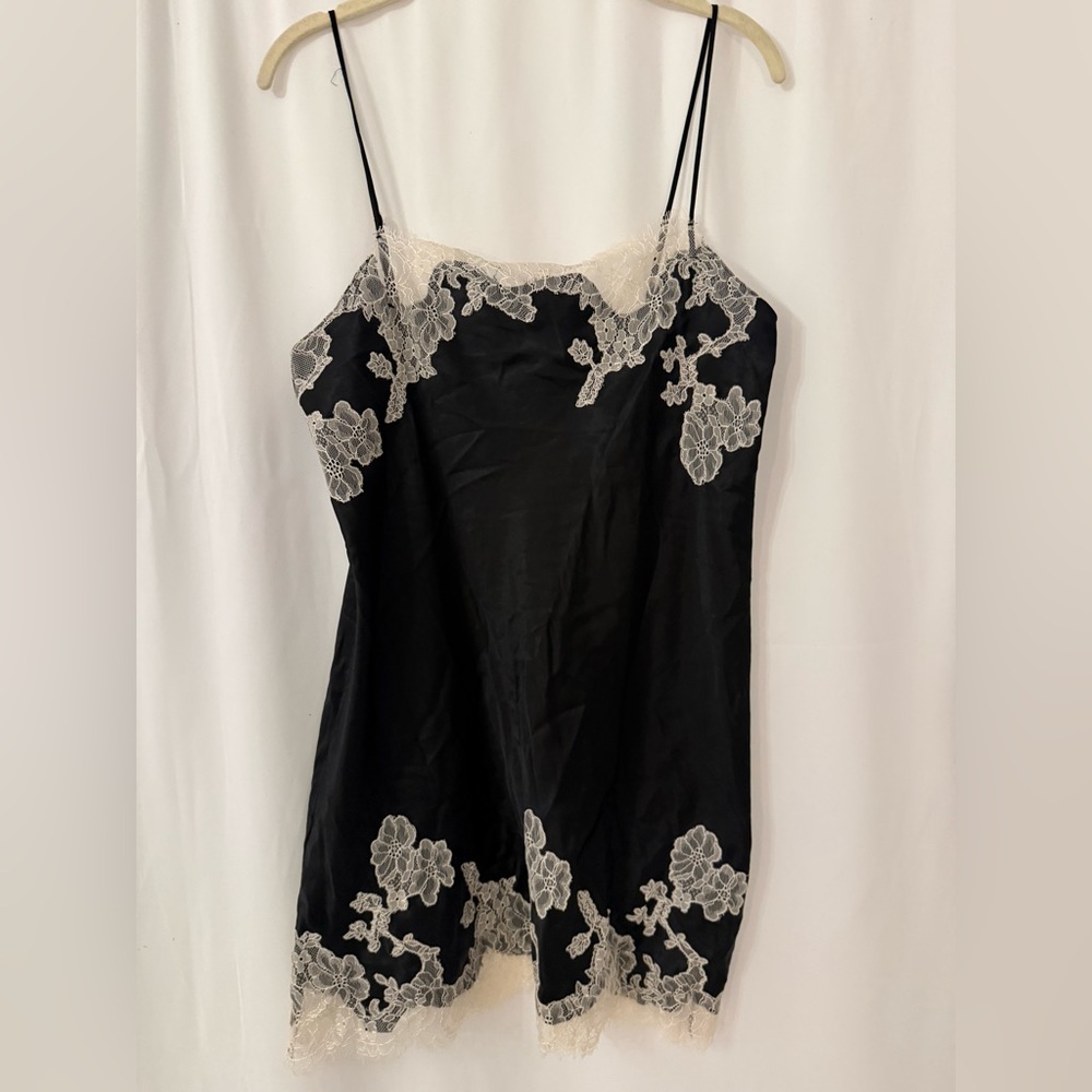 Victoria’s Secret VS Black Satin Lace Slip Dress Y2K Coquette Lingerie Mini - Picture 7 of 15